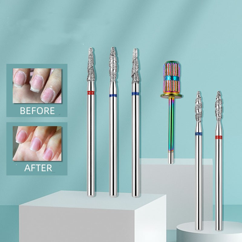 6 vnt deimantinių nagų grąžtų rinkinys su 6 vnt nagų šlifavimo juostomis įtvaro antgalio spiralės frezavimo pjaustytuvas vidutinio smulkumo nagų įrankiais