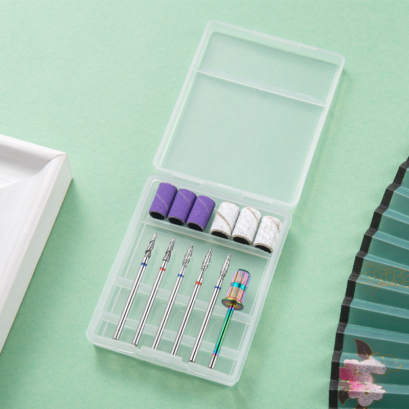 6 vnt deimantinių nagų grąžtų rinkinys su 6 vnt nagų šlifavimo juostomis įtvaro antgalio spiralės frezavimo pjaustytuvas vidutinio smulkumo nagų įrankiais