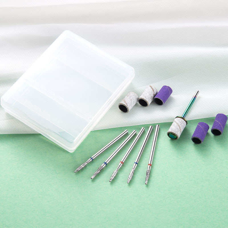 6 vnt deimantinių nagų grąžtų rinkinys su 6 vnt nagų šlifavimo juostomis įtvaro antgalio spiralės frezavimo pjaustytuvas vidutinio smulkumo nagų įrankiais