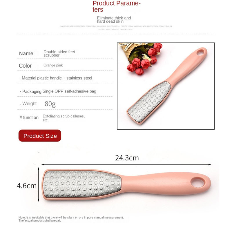 Pėdų priežiūros įrankis Dvipusis nerūdijančio plieno pėdų šlifuoklis, skirtas negyvai pėdų odai pašalinti nuospaudų žievelę