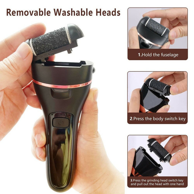 Įkraunamas elektrinis pėdų švitrinis popierius Dead Hard Skin valiklis pedikiūro įrankiai Pėdų dildė Kulnai Šlifavimo pėdų priežiūros priemonė