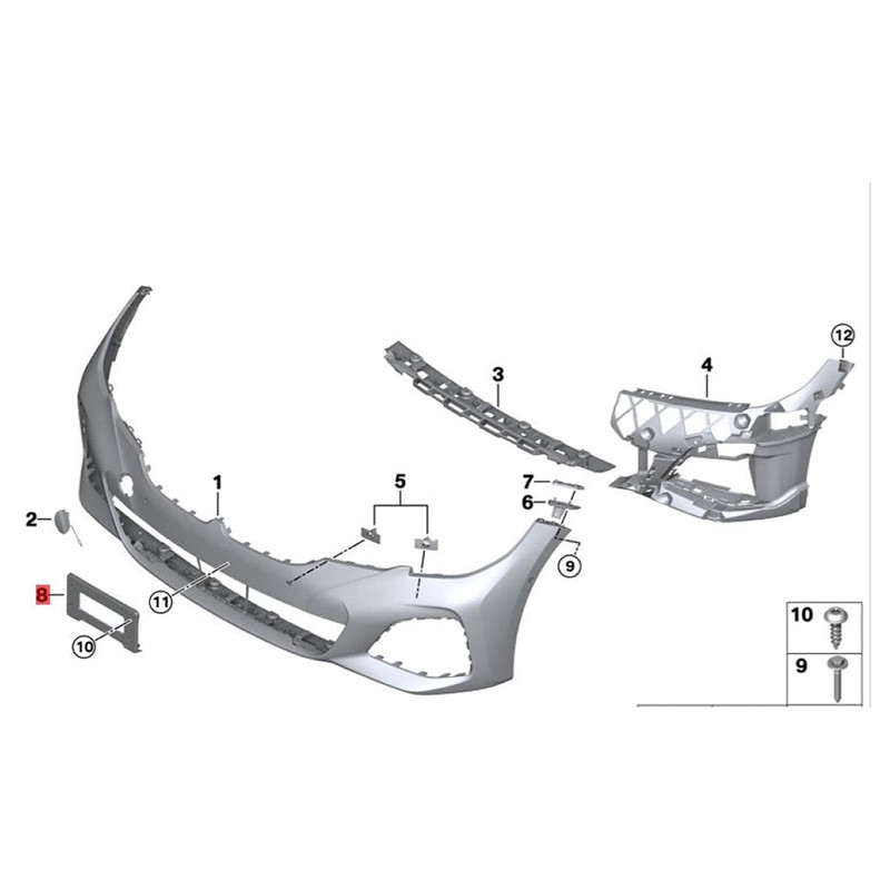 51118075644 automobilio priekinio buferio valstybinio numerio laikiklis, skirtas BMW G20 G28 2018-2021 licencijos apdailos skydelio tvirtinimo rėmui