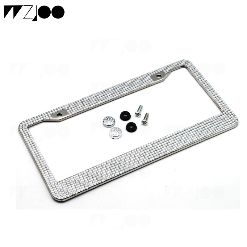 Cadru plăcuță de înmatriculare Suport pentru capac din oțel inoxidabil Auto Car Styling Cristal sclipici Strass Camion Vehicul 31cmx16cm