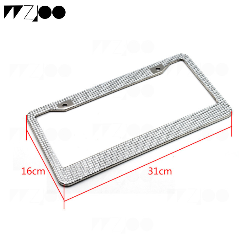 Cadru plăcuță de înmatriculare Suport pentru capac din oțel inoxidabil Auto Car Styling Cristal sclipici Strass Camion Vehicul 31cmx16cm