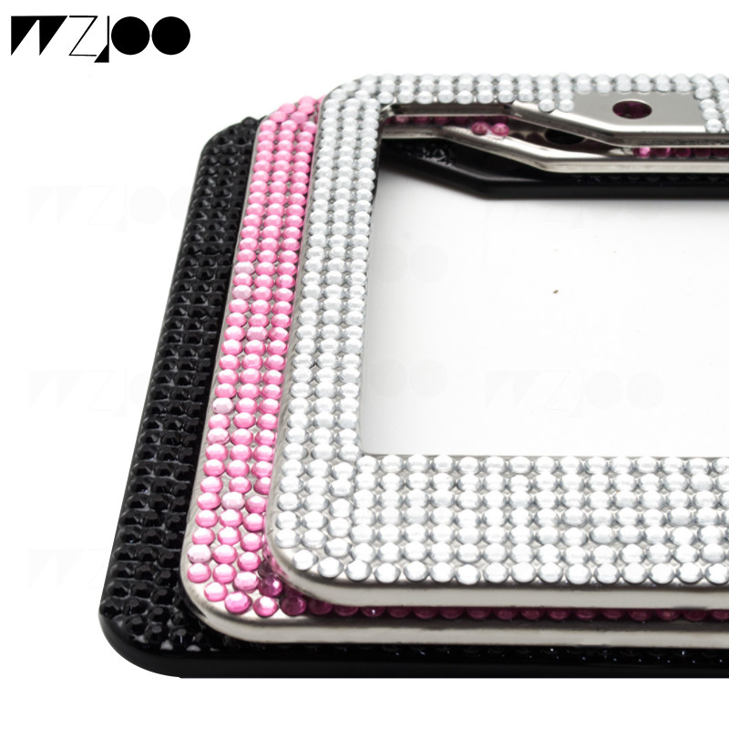 Cadru plăcuță de înmatriculare Suport pentru capac din oțel inoxidabil Auto Car Styling Cristal sclipici Strass Camion Vehicul 31cmx16cm