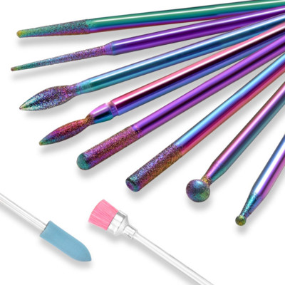 10 db-os körömfúró készlet marószerszámok manikűrhöz Rainbow Color kutikula gél lakk eltávolítása otthoni szalonhoz