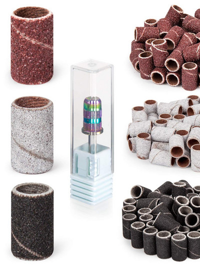 Nagų grąžtų rinkinys su 300 vnt šlifavimo juostomis #80#150#240 Grits Elektriniai nagų šlifuokliai Gręžimo antgalių rinkinys Zebra šlifavimo juosta