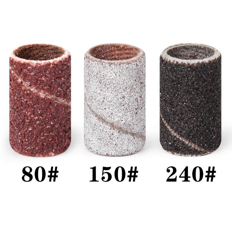 Nagų grąžtų rinkinys su 300 vnt šlifavimo juostomis #80#150#240 Grits Elektriniai nagų šlifuokliai Gręžimo antgalių rinkinys Zebra šlifavimo juosta