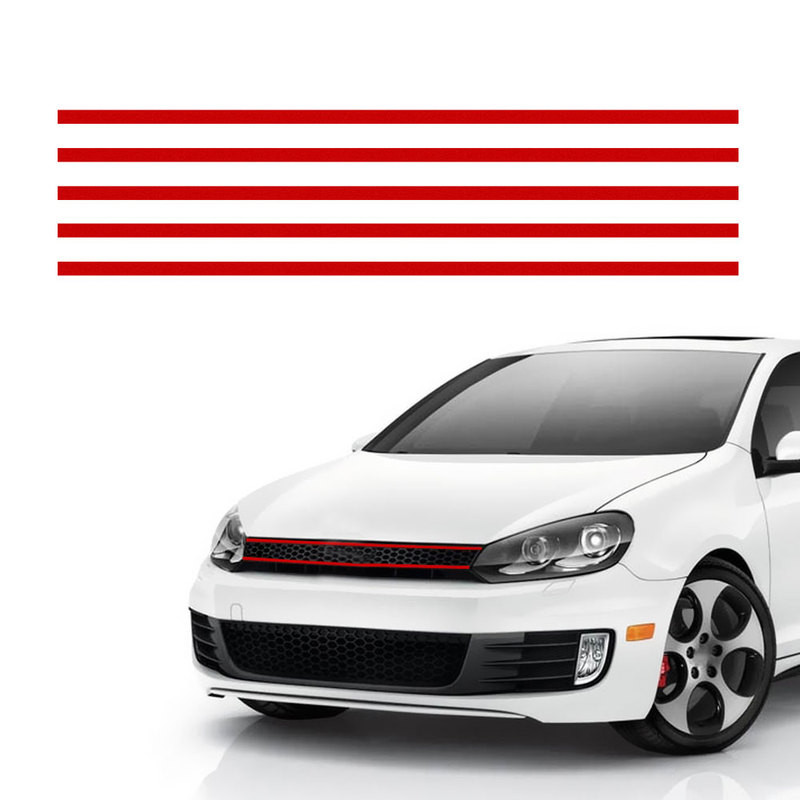 5db fényvisszaverő csíkok autómatrica autó első motorháztető rács díszlécek piros vízálló autó dekoráció kiegészítők külső alkatrészek univerzális