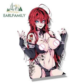 EARLFAMILY Gothic Rias Gremory Car Sticker Аниме High School D×D Sketch Waifu Decal JDM Cartoon Peeker Girl Fanart Стикери