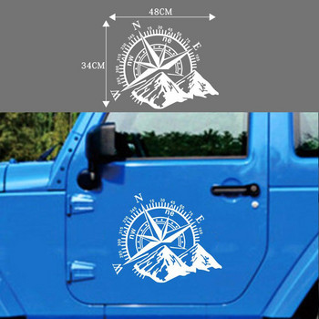 Стикер за кола 4x4 Compass Leaf Navigate Mountain Offroad Водоустойчив самозалепващ винилов стикер Cover Decal, 48 * 32CM