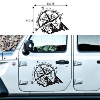 Стикер за кола 4x4 Compass Leaf Navigate Mountain Offroad Водоустойчив самозалепващ винилов стикер Cover Decal, 48 * 32CM