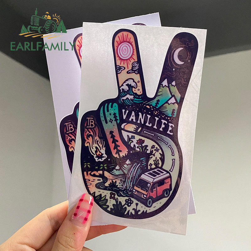 EARLFAMILY 13 cm X 7,7 cm Vanlife autómatricákhoz Fényvédő Occlusion Scratch Matricák Vinil Laptop Lakókocsi Dekor Autó Styling