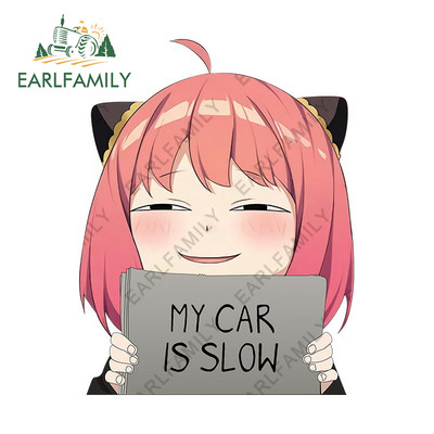 EARLFAMILY 13 cm x 11,4 cm, Spy Family Anya Forger Az én kocsim lassú Autómatricák Anime Vízálló matricák Autóajtóvédő