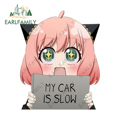 EARLFAMILY 13 cm x 11,4 cm, Spy Family Anya Forger Az én kocsim lassú Autómatricák Anime Vízálló matricák Autóajtóvédő