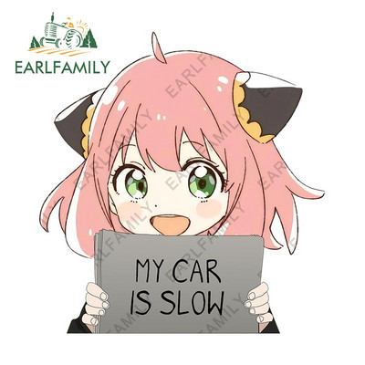 EARLFAMILY 13 cm x 11,4 cm, Spy Family Anya Forger Az én kocsim lassú Autómatricák Anime Vízálló matricák Autóajtóvédő