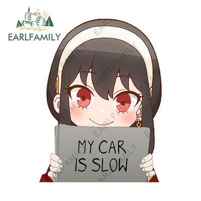 EARLFAMILY 13 cm x 11,4 cm, Spy Family Anya Forger Az én kocsim lassú Autómatricák Anime Vízálló matricák Autóajtóvédő