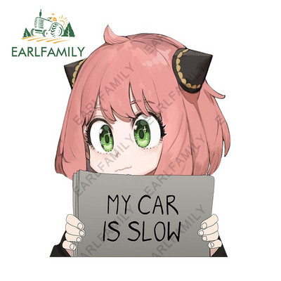 EARLFAMILY 13 cm x 11,4 cm, Spy Family Anya Forger Az én kocsim lassú Autómatricák Anime Vízálló matricák Autóajtóvédő