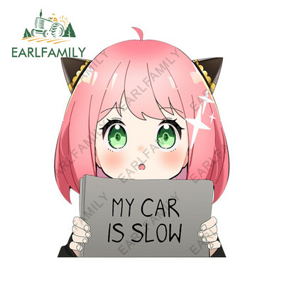 EARLFAMILY 13 cm x 11,4 cm, Spy Family Anya Forger Az én kocsim lassú Autómatricák Anime Vízálló matricák Autóajtóvédő