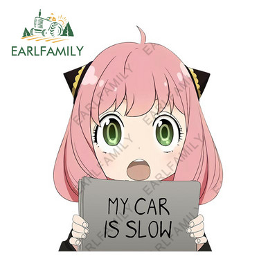 EARLFAMILY 13 cm x 11,4 cm, Spy Family Anya Forger Az én kocsim lassú Autómatricák Anime Vízálló matricák Autóajtóvédő