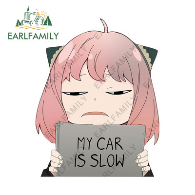 EARLFAMILY 13 cm x 11,4 cm, Spy Family Anya Forger Az én kocsim lassú Autómatricák Anime Vízálló matricák Autóajtóvédő
