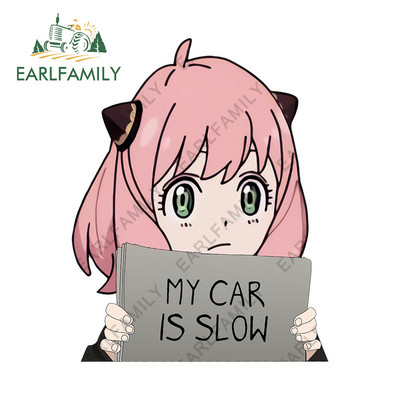 EARLFAMILY 13 cm x 11,4 cm, Spy Family Anya Forger Az én kocsim lassú Autómatricák Anime Vízálló matricák Autóajtóvédő