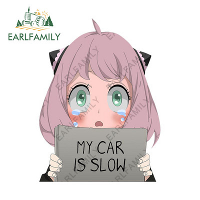 EARLFAMILY 13 cm x 11,4 cm, Spy Family Anya Forger Az én kocsim lassú Autómatricák Anime Vízálló matricák Autóajtóvédő