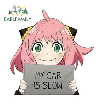 EARLFAMILY 13 cm x 11,4 cm, Spy Family Anya Forger Az én kocsim lassú Autómatricák Anime Vízálló matricák Autóajtóvédő