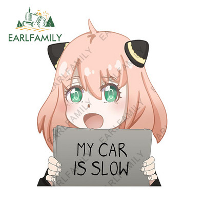 EARLFAMILY 13 cm x 11,4 cm, Spy Family Anya Forger Az én kocsim lassú Autómatricák Anime Vízálló matricák Autóajtóvédő