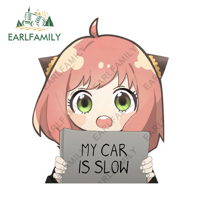 EARLFAMILY 13 cm x 11,4 cm, Spy Family Anya Forger Az én kocsim lassú Autómatricák Anime Vízálló matricák Autóajtóvédő