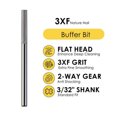 Premium Nature Nail Buffer Drill Nail Tungsten Smooth 3XF Grit 3/32 Safety Carbide Nail cutter for Nature Nail Bed Nail File