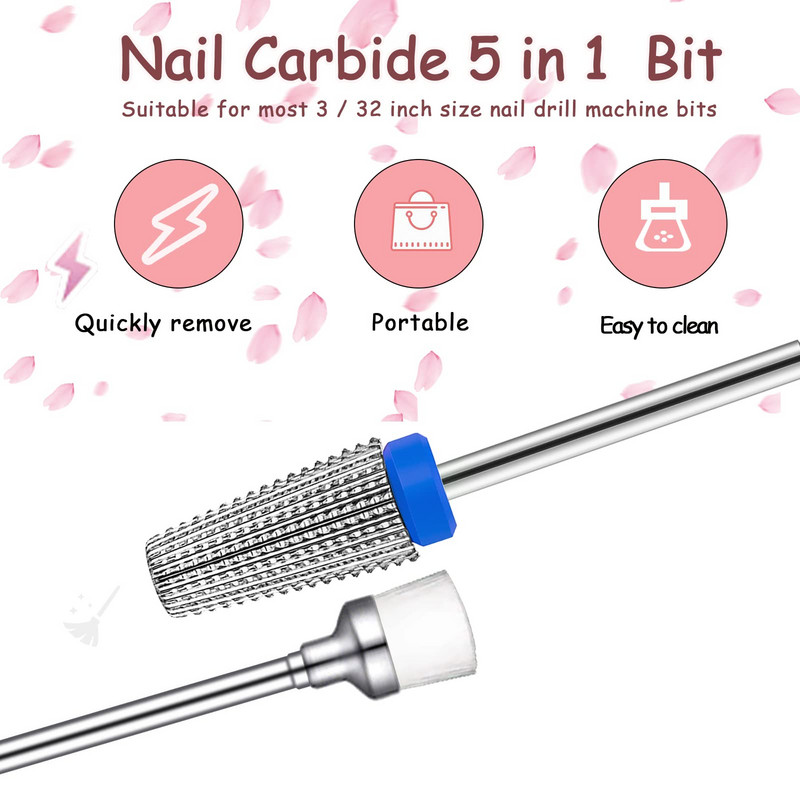 Többfunkciós körömfúró-készlet keményfém körömfúró Használható bal-jobbkezeshez egyaránt az akril zselé gyors eltávolításához