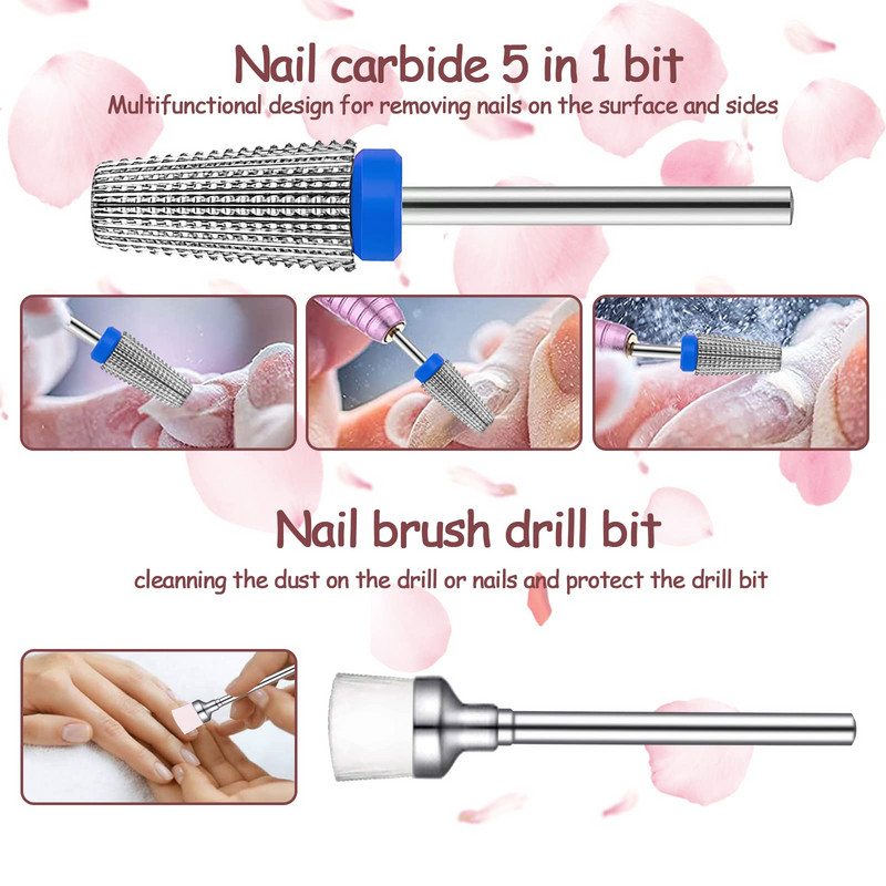 Többfunkciós körömfúró-készlet keményfém körömfúró Használható bal-jobbkezeshez egyaránt az akril zselé gyors eltávolításához