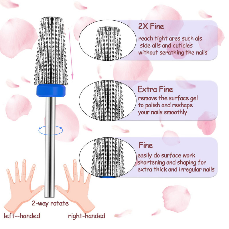 Többfunkciós körömfúró-készlet keményfém körömfúró Használható bal-jobbkezeshez egyaránt az akril zselé gyors eltávolításához