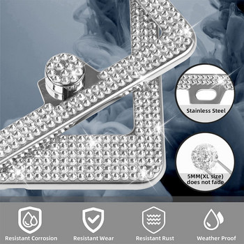 Crystal Diamond Рамка за регистрационния номер на автомобил Премиум неръждаема стомана Bling Рамка за регистрационен номер с кристали Външен декор Черен