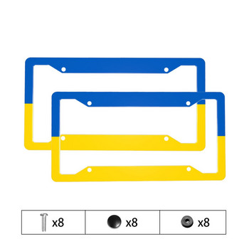 2 бр. Рамка на притежателя на регистрационния номер на автомобила Поставка за протектор на капака на флага на Украйна