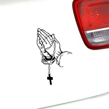 Αυτοκόλλητο Μόδας Αυτοκινήτου Μαργαριτάρι Ροζάριο Θεός Ιησούς Χριστός Προσευχή Χειρονομία Auto Styling Παράθυρο Γυάλινη Μοτοσικλέτα Βινυλίου Διακόσμηση