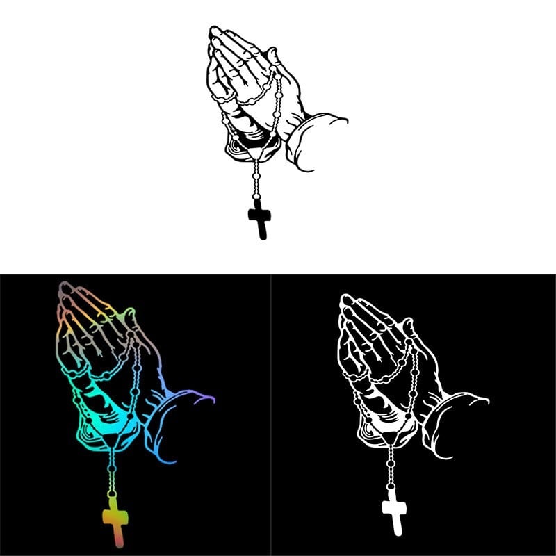 Automašīnu modes uzlīme Pērle Rožukronis Dievs Jēzus Kristus Lūgšana Žests Auto Styling Logu Stikla Motocikla Vinila Uzlīmes Dekorācija