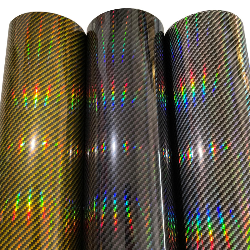 Holografikus fekete szénszálas vinil fólia légleeresztő fólia barkácsolás autóborítós vinil autóipari matricák matricák