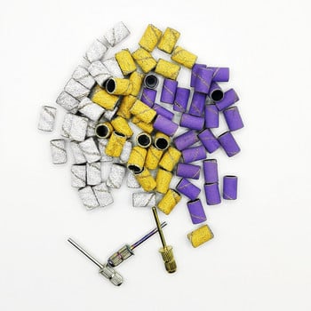 75 PCS Комплект ленти за шлайфане на нокти Zebra/80 зърно-жълто/120 зърно-лилаво/240 зърно) с 3 дорника (сребро/злато/състав) инструменти за нокти