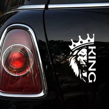 Лъв с кралска корона, щанцован винилов стикер за кола, водоустойчив автомобилен декор на броня на каросерията, заден прозорец, лаптоп #S61078