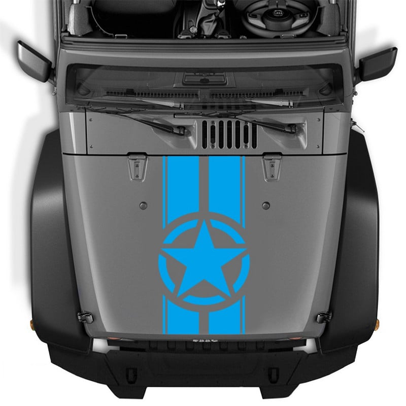 Doordash katonai motorháztető matrica Jeep Wrangler TJ LJ JK Star Army Stripes matrica vinil autós teherautó barkácsolás vízálló autómatricákhoz