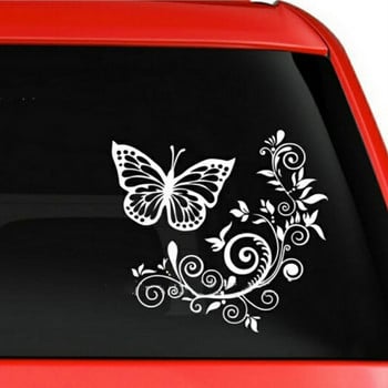 LYKX Butterfly Flower Funny Vehicle Αυτοκόλλητο Αυτοκινήτου Αυτοκίνητα Μοτοσικλέτες Εξωτερικά Αξεσουάρ Ανακλαστικά αυτοκόλλητα βινυλίου