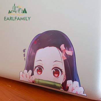 Αυτοκόλλητο αυτοκινήτου EARLFAMILY Cartoon για Nezuko Kamado Demon Slayer Peeker Big Head Anime Vinyl JDM Αυτοκόλλητα κορμού πίσω παρμπρίζ