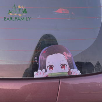 Αυτοκόλλητο αυτοκινήτου EARLFAMILY Cartoon για Nezuko Kamado Demon Slayer Peeker Big Head Anime Vinyl JDM Αυτοκόλλητα κορμού πίσω παρμπρίζ