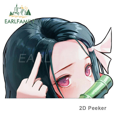 EARLFAMILY Rajzfilm autómatrica Nezuko Kamado Demon Slayer Peeker Big Head Anime vinyl JDM hátsó szélvédő csomagtartó matricákhoz
