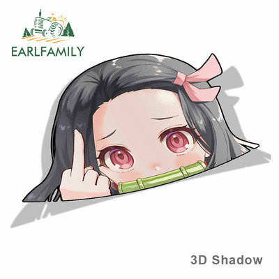 EARLFAMILY Rajzfilm autómatrica Nezuko Kamado Demon Slayer Peeker Big Head Anime vinyl JDM hátsó szélvédő csomagtartó matricákhoz