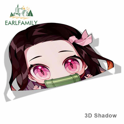 EARLFAMILY Rajzfilm autómatrica Nezuko Kamado Demon Slayer Peeker Big Head Anime vinyl JDM hátsó szélvédő csomagtartó matricákhoz