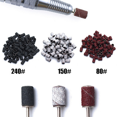 100 db/készlet Körömcsiszoló sapka szalagok Elektromos pedikűr vágó gépi köröm UV gél lakk eltávolításhoz 80# 120# 180# homok