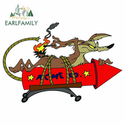 Autocolant de mașină cu desene animate EARLFAMILY PENTRU Wile E Coyote ACME Rocket Decal din vinil Anime Car Styling Accesorii auto rezistente la apă